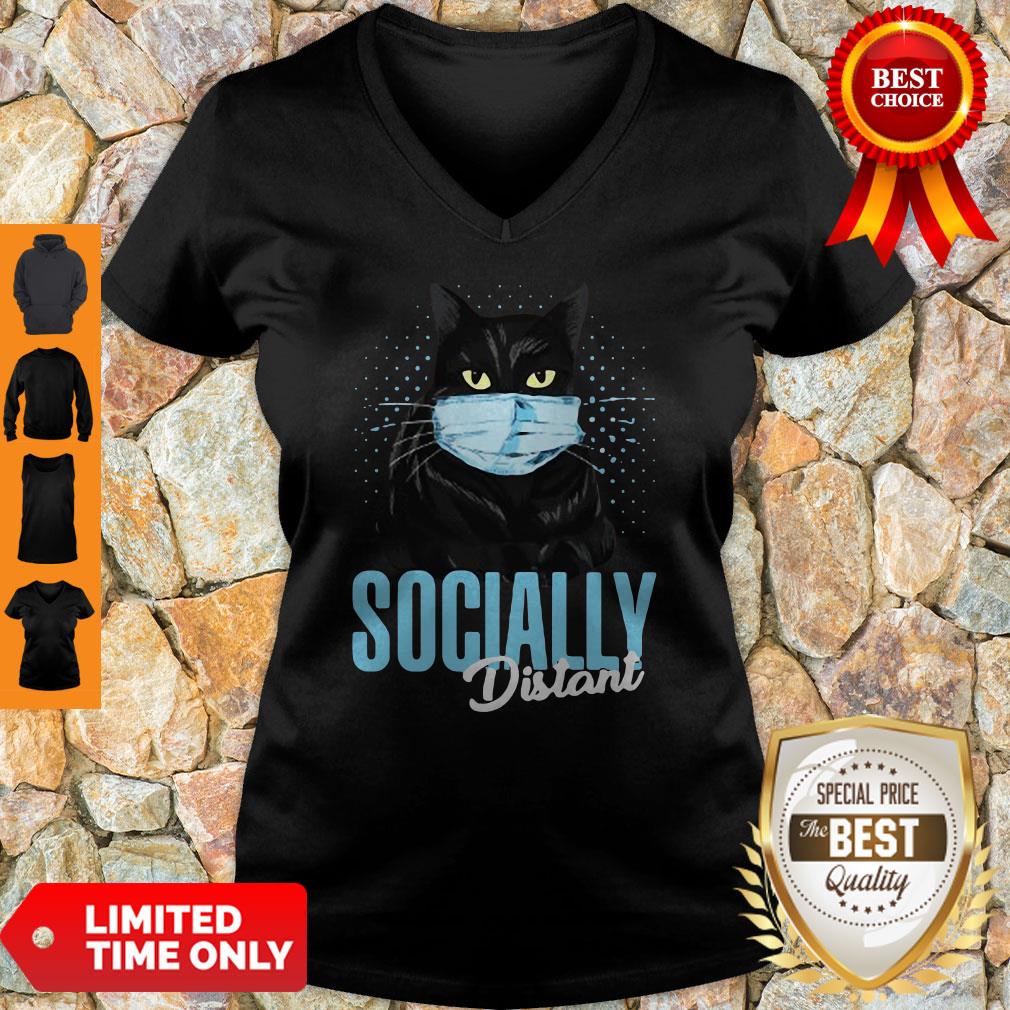 Top Black Cat Face Mask Socially Distant Shirt - Image 3