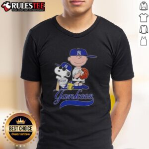 Awesome Peanuts Characters Snoopy X Charlie Brown New York Yankees Baseball T-Shirt