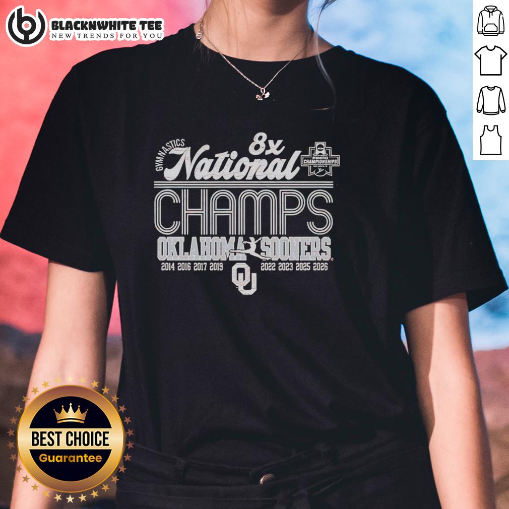 Hot Klahoma Sooners 2026 Women's Gymnastics 8 Time National Champions T-Shirt - Image 3