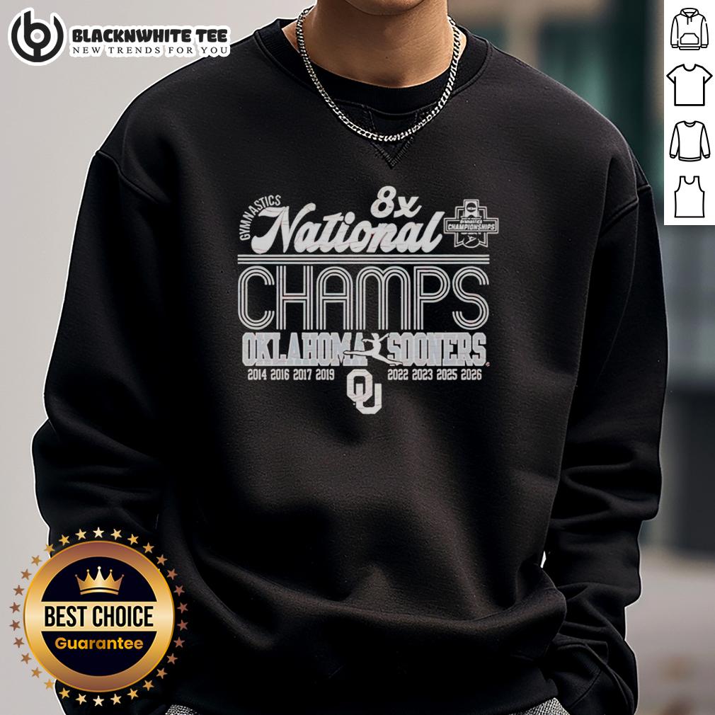 Hot Klahoma Sooners 2026 Women's Gymnastics 8 Time National Champions T-Shirt - Image 5