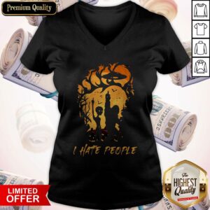 Alternative view of Bigfoot And Alien I Hate People Halloween Shirt