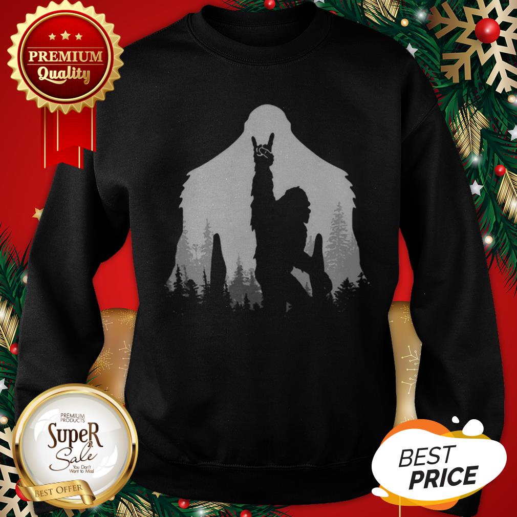 Official Bigfoot Rock And Roll Hand Sign Natural Shirt - Image 4