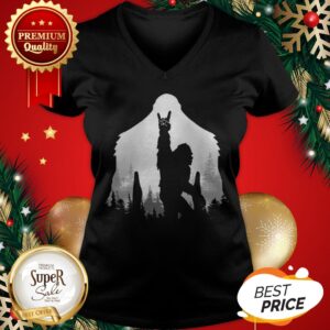 Alternative view of Official Bigfoot Rock And Roll Hand Sign Natural Shirt