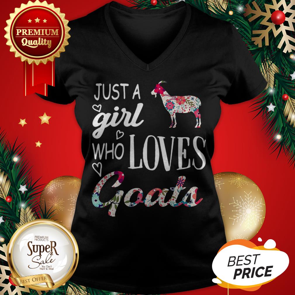 Official Flowers Just A Girl Who Loves Goats Shirt - Image 2