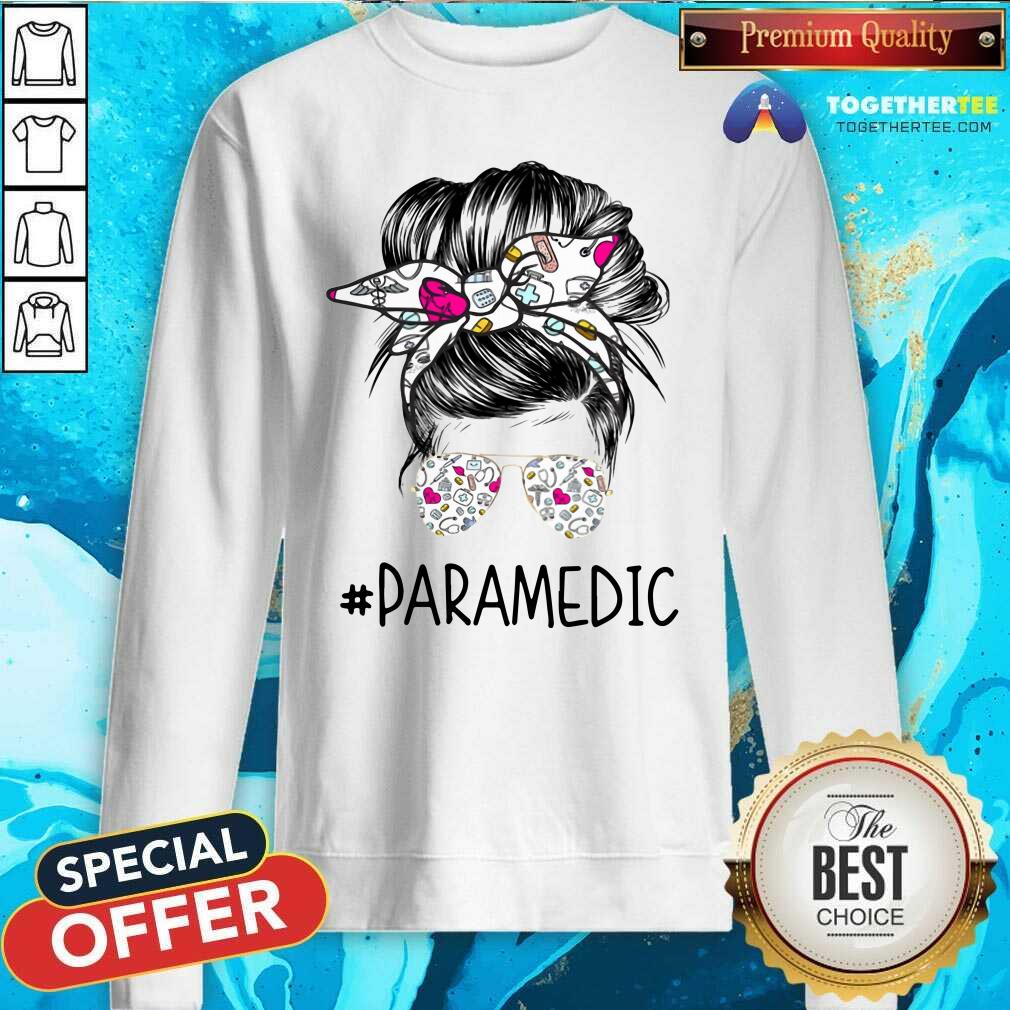 Colorful Bun Hair Sunglasses Headband Paramedic Shirt - Image 2