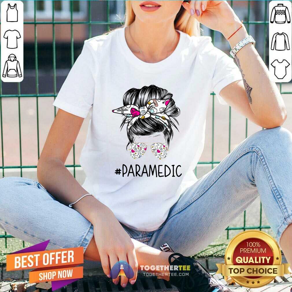 Colorful Bun Hair Sunglasses Headband Paramedic Shirt - Image 3