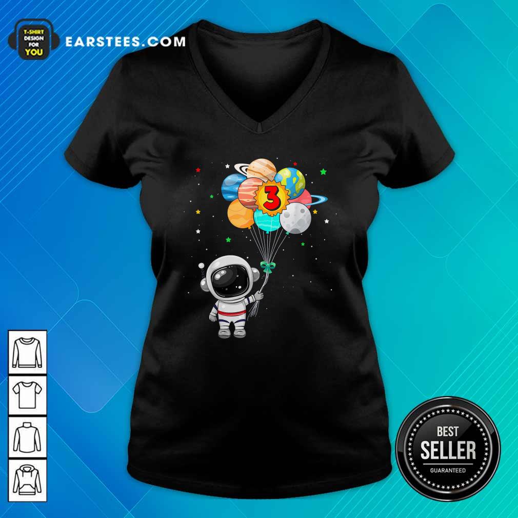Hot Happy 3rd Birthday Astronaut 3 Years Old Birthday Shirt - Image 3