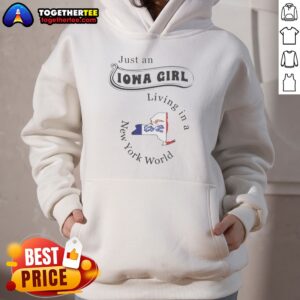 Alternative view of Original Just An Iowa Girl Living In A New York World Map Shirt