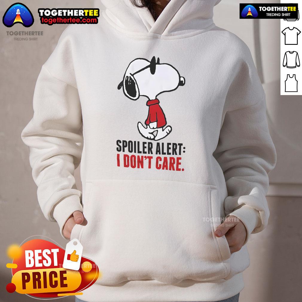 Official Snoopy Spoiler Alert I Don't Care T-Shirt - Image 2