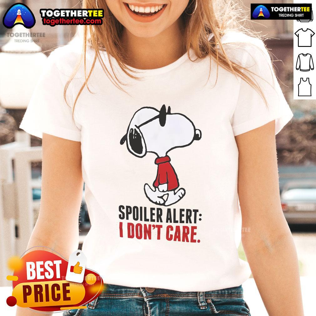 Official Snoopy Spoiler Alert I Don't Care T-Shirt - Image 3