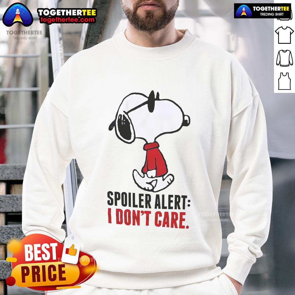 Official Snoopy Spoiler Alert I Don't Care T-Shirt - Image 5