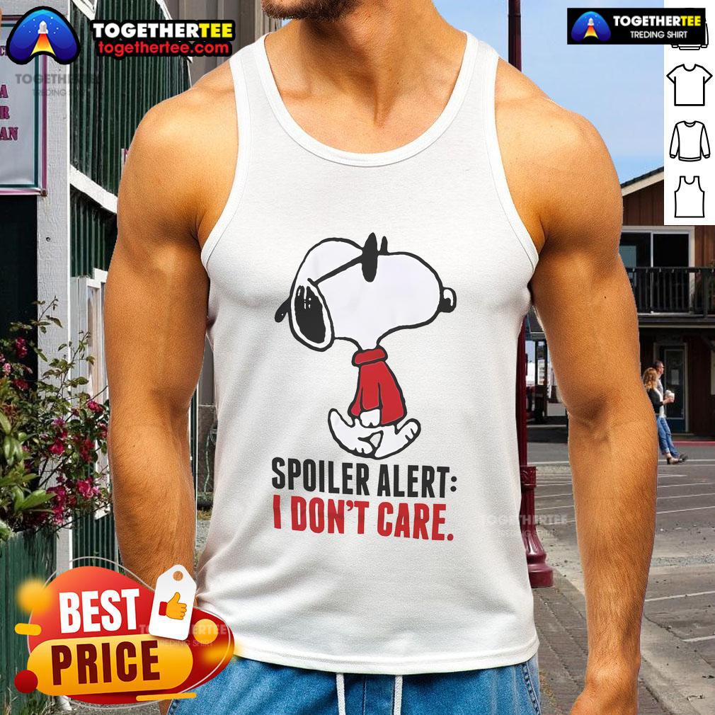 Official Snoopy Spoiler Alert I Don't Care T-Shirt - Image 4