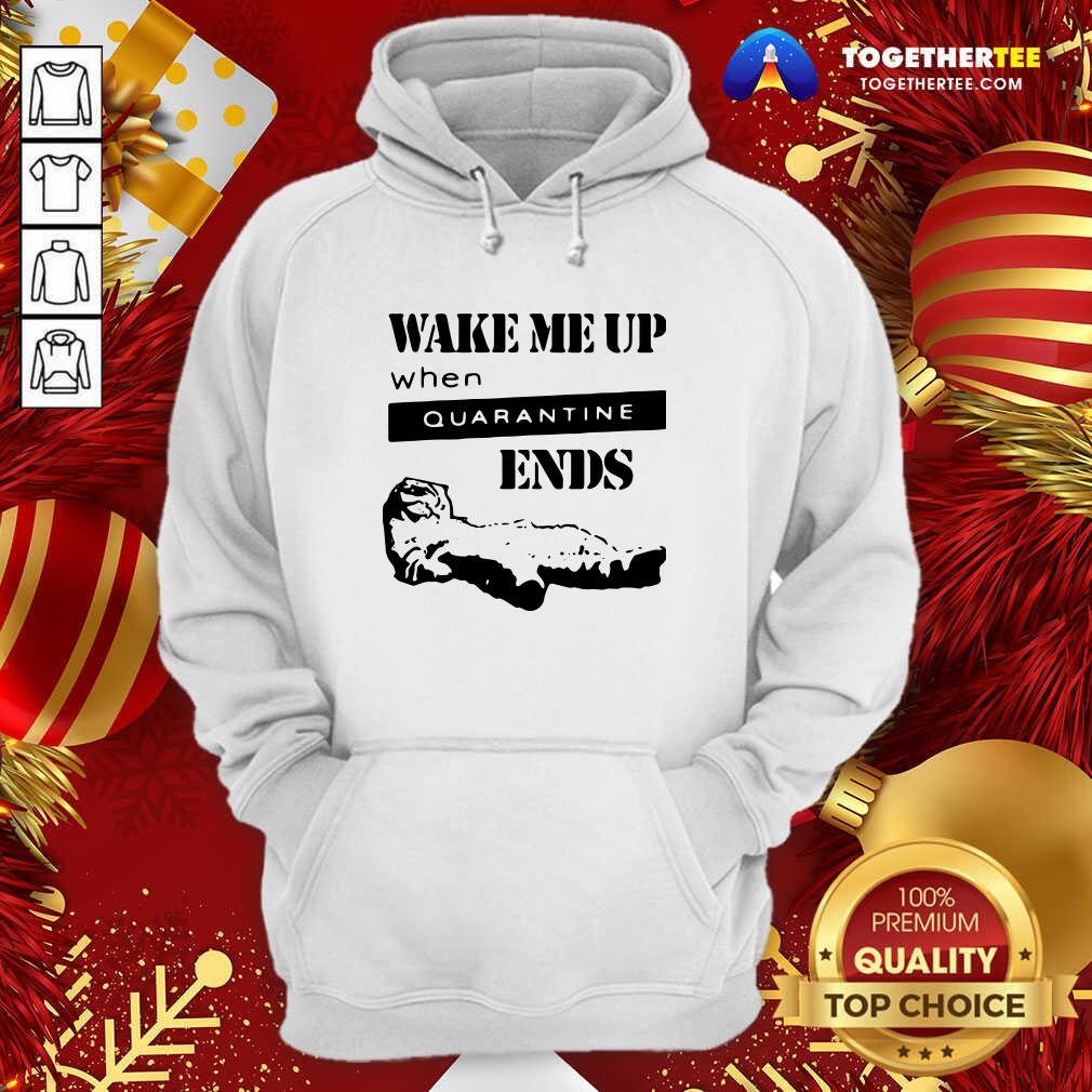 Official Tired Cat Says Wake Me Up When Quarantine Ends Shirt - Image 5