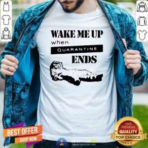 Official Tired Cat Says Wake Me Up When Quarantine Ends Shirt