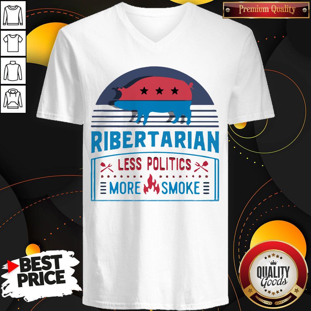 Ribertarian Less Politics More Smoke Bbq Shirt - Image 3