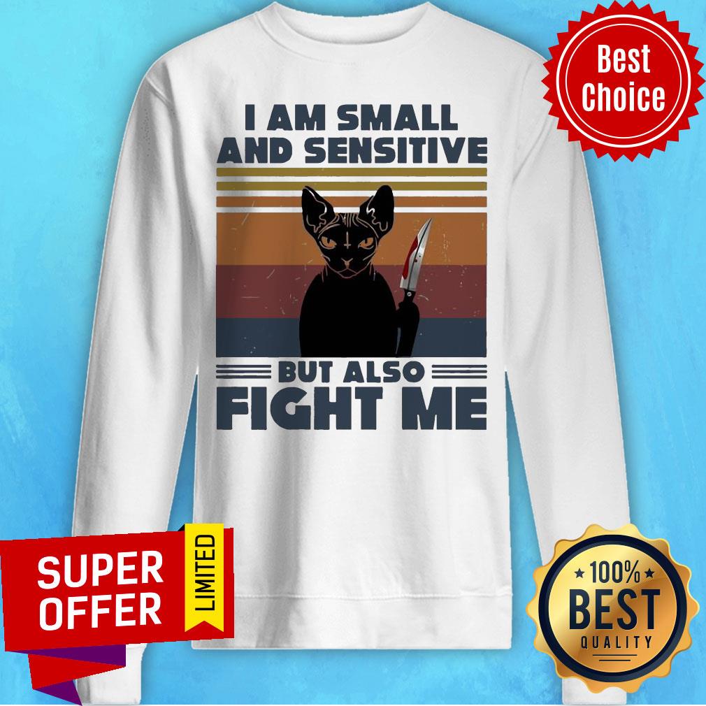 Halloween Michael Myers Black Cat I Am Small And Sensitive But Also Fight Me Vintage Shirt - Image 2