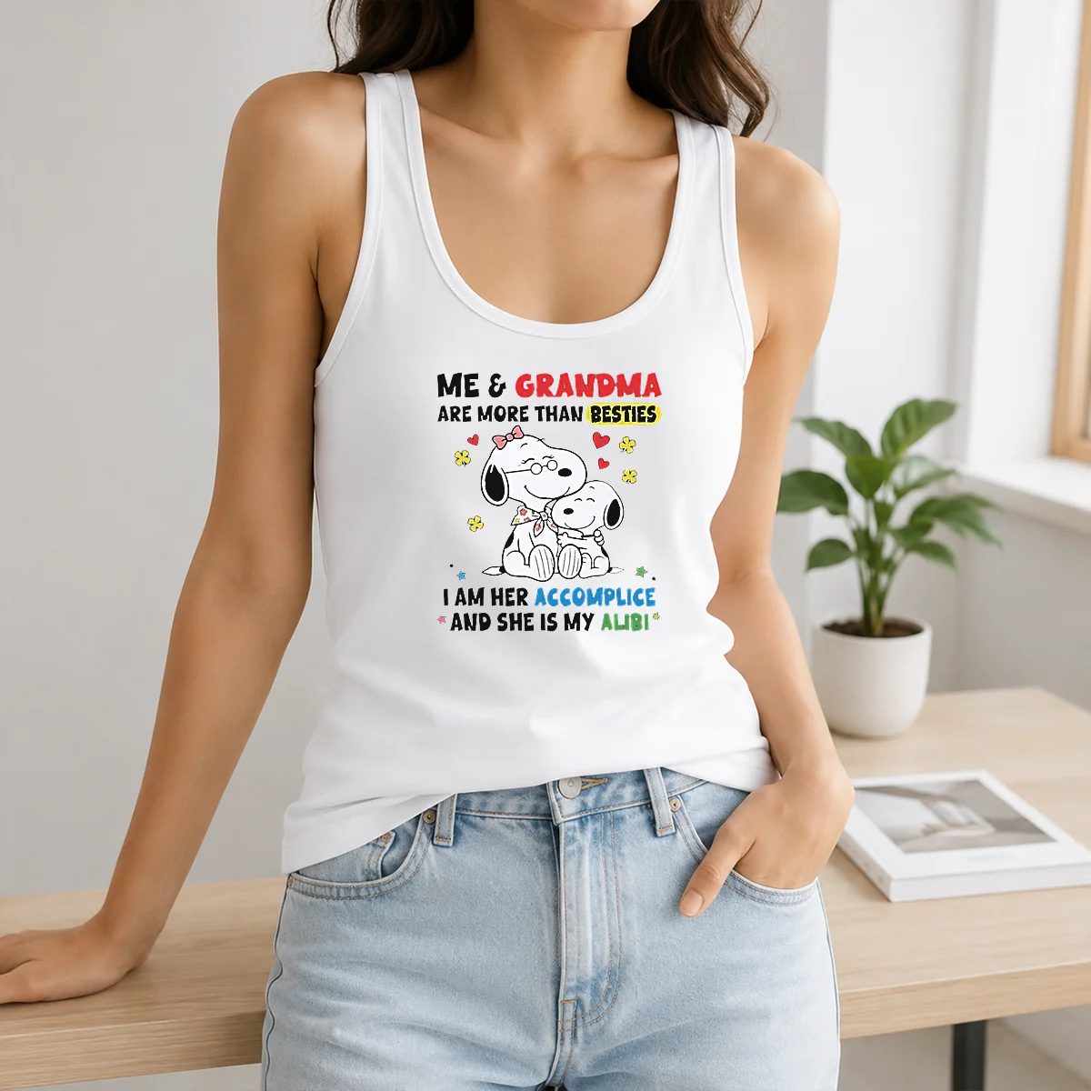 Hot Snoopy Grandma Me And Are More Than Besties I Am Her Accomplice She Is My Alibi Shirt - Image 3