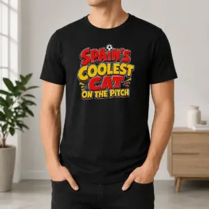 Original Spain Soccer Cat Meme Funny Cartoon Shirt