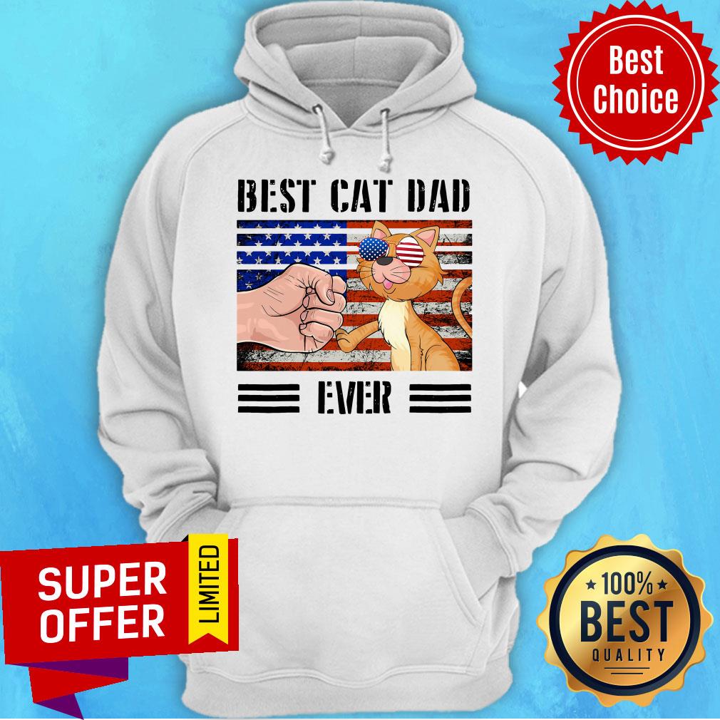 Official American Flag Best Cat Dad Ever Shirt - Image 3