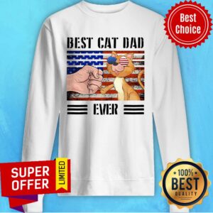 Alternative view of Official American Flag Best Cat Dad Ever Shirt