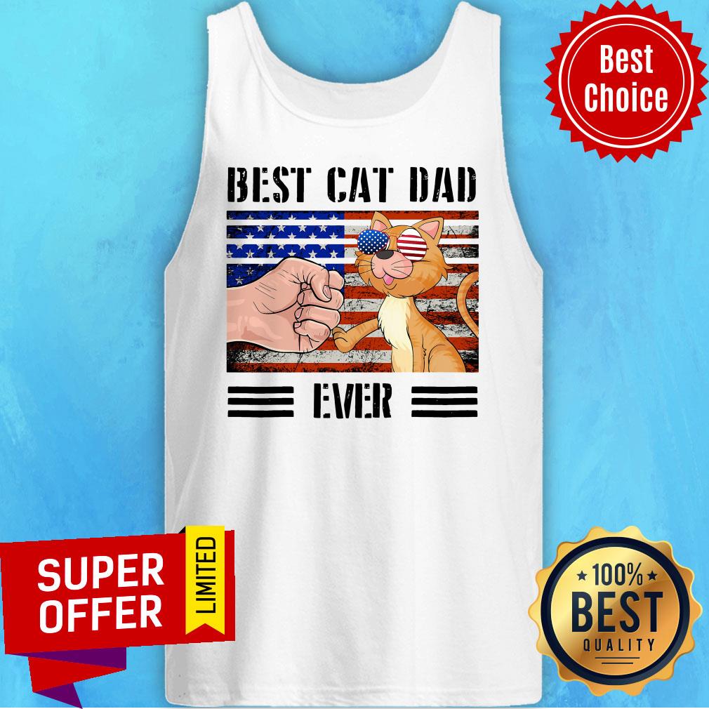 Official American Flag Best Cat Dad Ever Shirt - Image 5