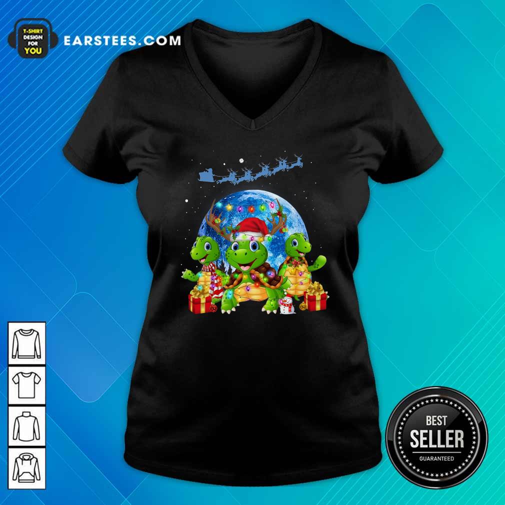 Nice Three Turtle Santa Reindeer Merry Christmas Shirt - Image 3