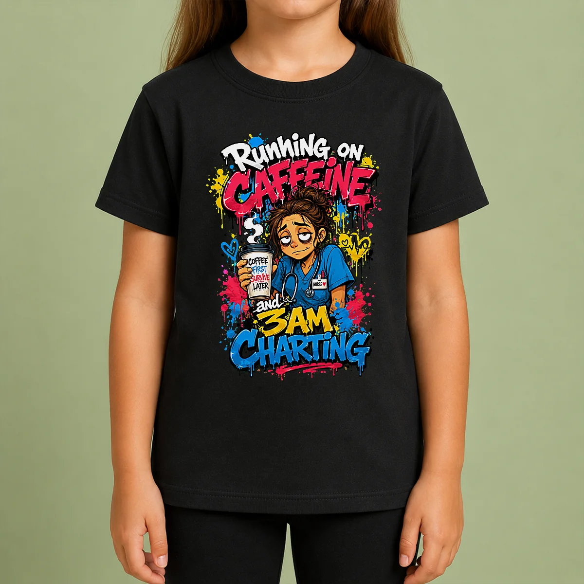 3AM Charting Nurse Graffiti Coffee Shirt - Image 9