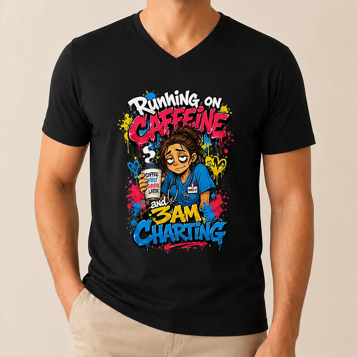 3AM Charting Nurse Graffiti Coffee Shirt - Image 2