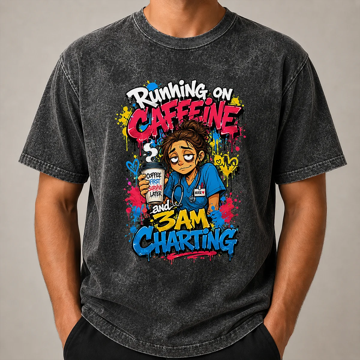 3AM Charting Nurse Graffiti Coffee Shirt - Image 8