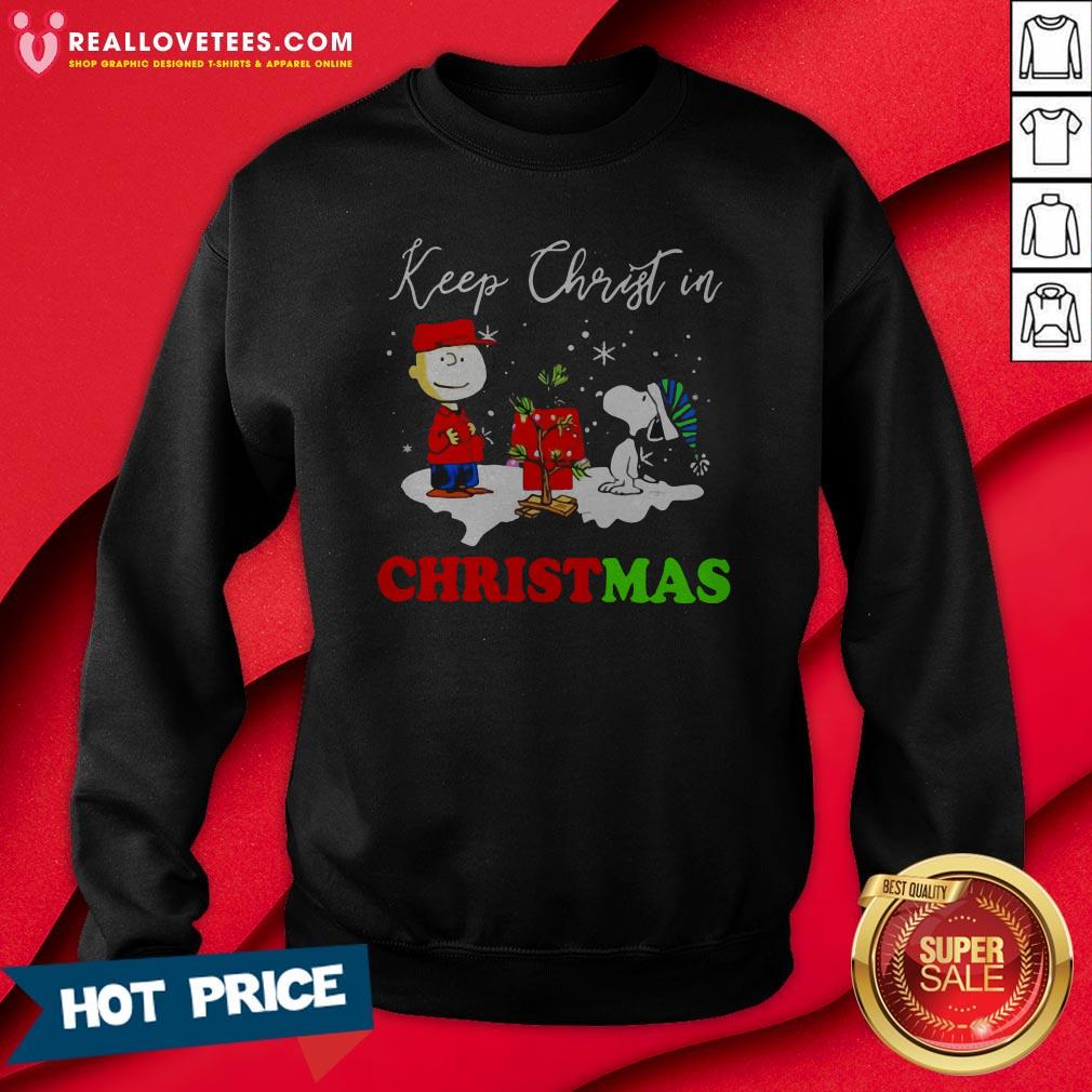 Good Snoopy And Charlie Brown Keep Christ In Christmas Shirt - Image 3