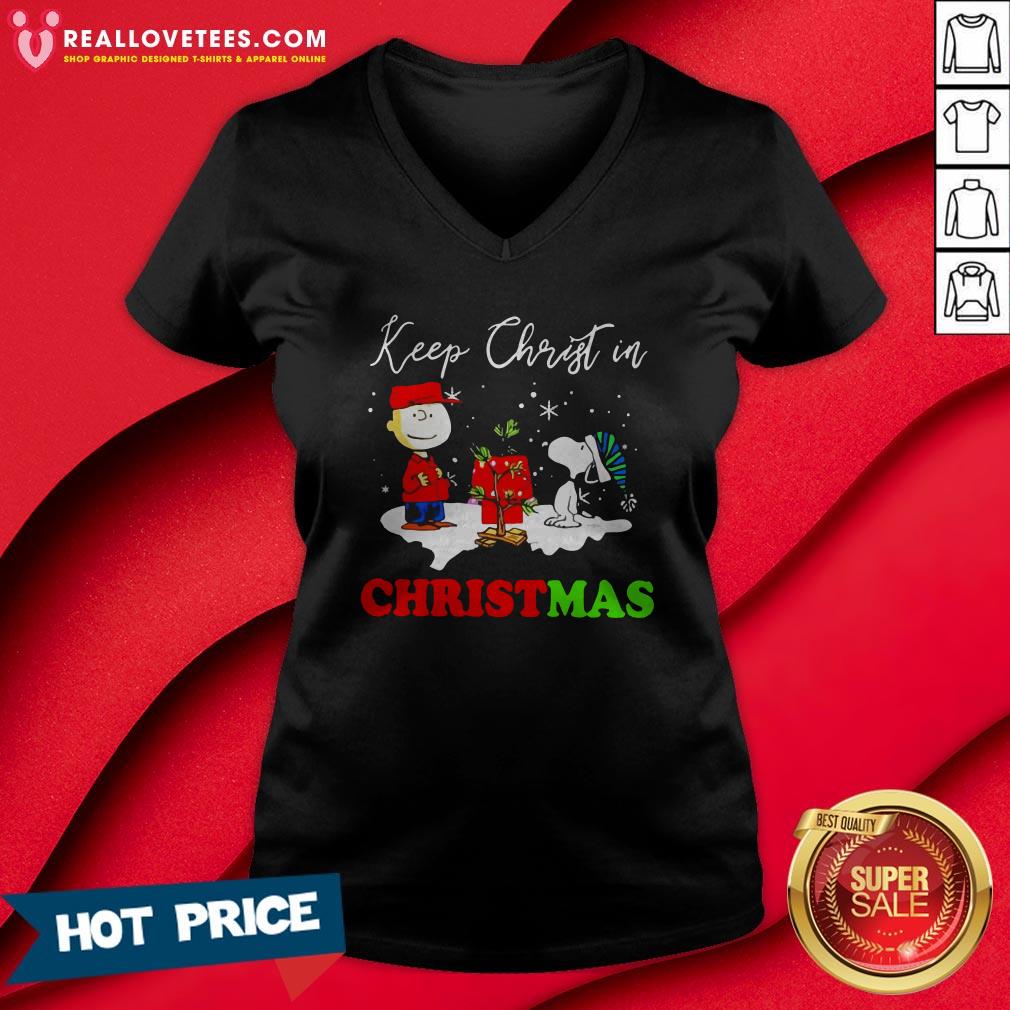 Good Snoopy And Charlie Brown Keep Christ In Christmas Shirt - Image 5