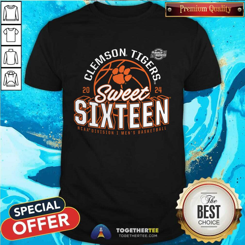 Clemson Tigers 2024 NCAA Men's Basketball Tournament March Madness Sweet Sixteen Defensive Stance T-Shirt