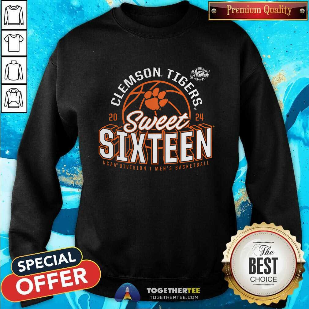 Clemson Tigers 2024 NCAA Men's Basketball Tournament March Madness Sweet Sixteen Defensive Stance T-Shirt - Image 5