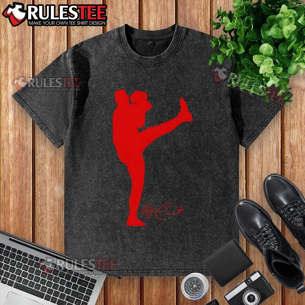 Top Garrett Crochet Boston Red Sox Baseball Silhouette Signature T-Shirt - Image 6
