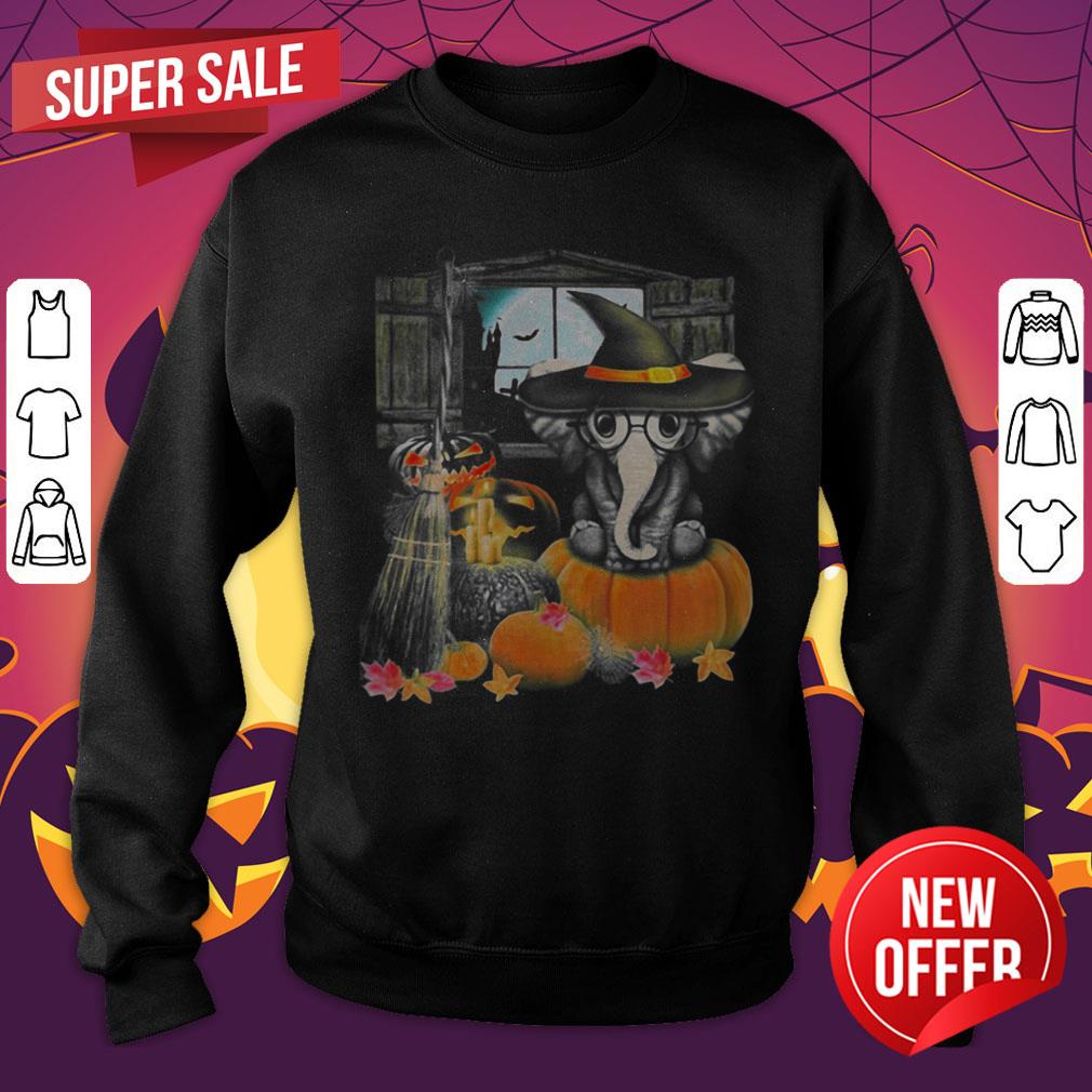 Top Elephant Witch Pumpkin Halloween Shirt - Image 2