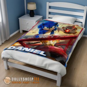 Alternative view of Premium Cute Cartoon Sonic With Friends Blanket Fleece Customized Blanket