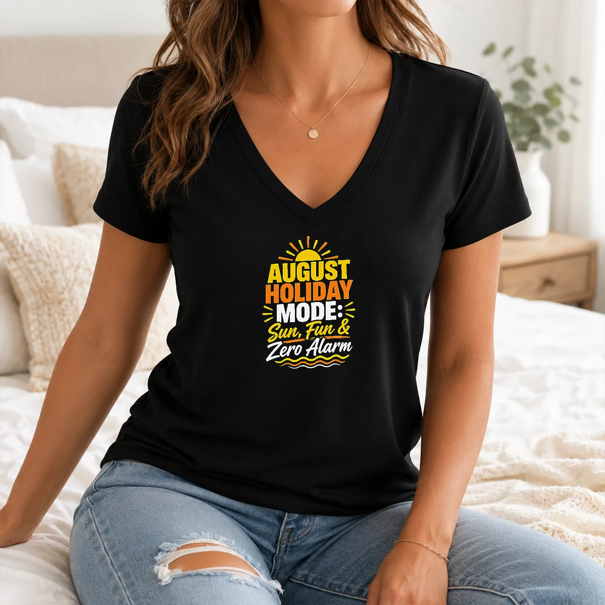 Nice Top August Holiday Typography With Fun Summer Vibes Shirt - Image 2