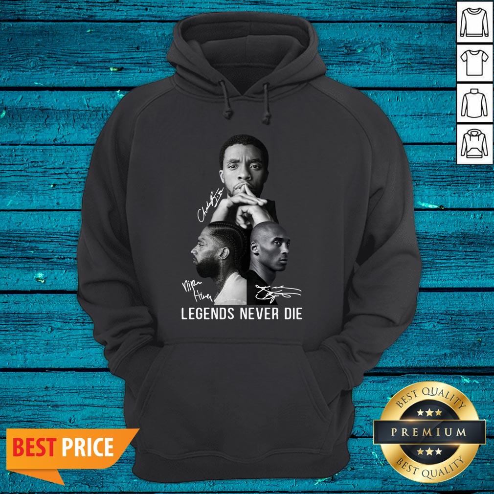 Chadwick Boseman Nipsey Hussle And Kobe Bryant Legends Never Die Signatures Shirt - Image 3