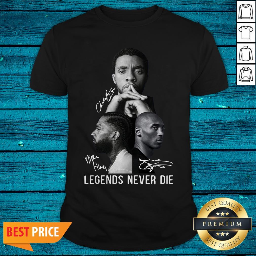 Chadwick Boseman Nipsey Hussle And Kobe Bryant Legends Never Die Signatures Shirt