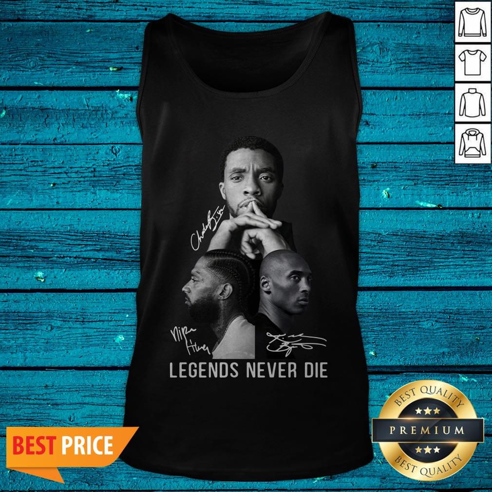 Chadwick Boseman Nipsey Hussle And Kobe Bryant Legends Never Die Signatures Shirt - Image 5