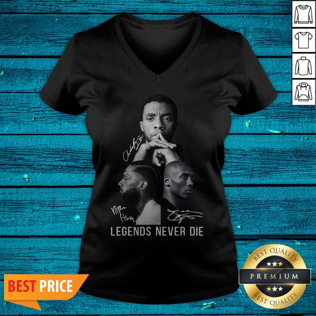 Chadwick Boseman Nipsey Hussle And Kobe Bryant Legends Never Die Signatures Shirt - Image 4
