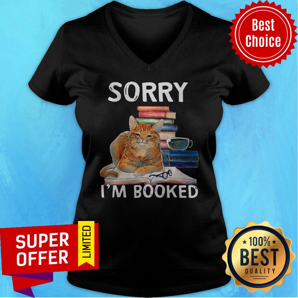 Funny Cat Reading Sorry I’m Booked Shirt - Image 4