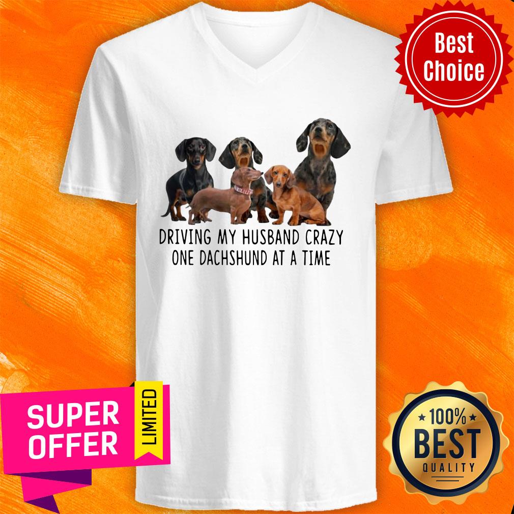 Official Driving My Husband Crazy One Dachshunds At A Time Shirt - Image 4