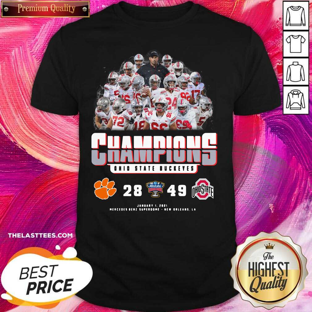 Top 2021 Champions Allstate Sugar Bowl Ohio State Buckeyes 49 28 Clemson Shirt