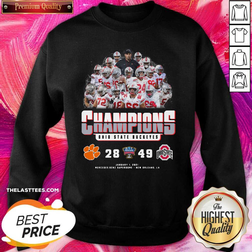 Top 2021 Champions Allstate Sugar Bowl Ohio State Buckeyes 49 28 Clemson Shirt - Image 3