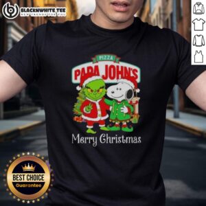 Awesome Pizza Papa John's X Grinch And Snoopy Merry Christmas T-Shirt