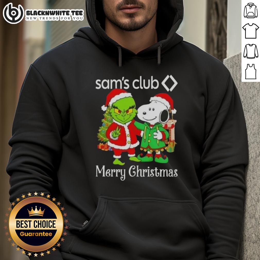 Awesome Sam's Club X Grinch And Snoopy Merry Christmas T-Shirt - Image 2