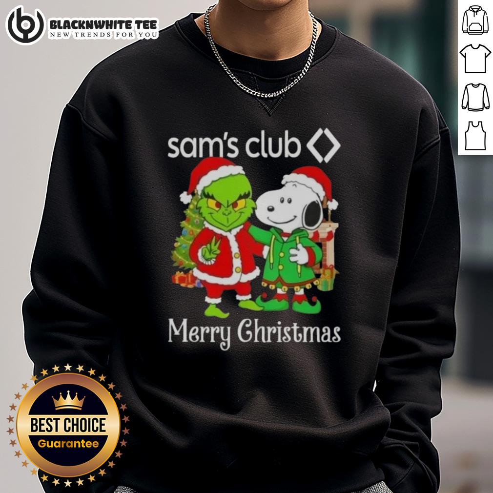 Awesome Sam's Club X Grinch And Snoopy Merry Christmas T-Shirt - Image 5