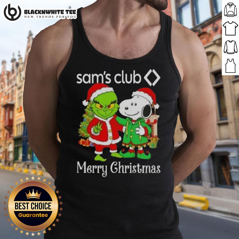Awesome Sam's Club X Grinch And Snoopy Merry Christmas T-Shirt - Image 4