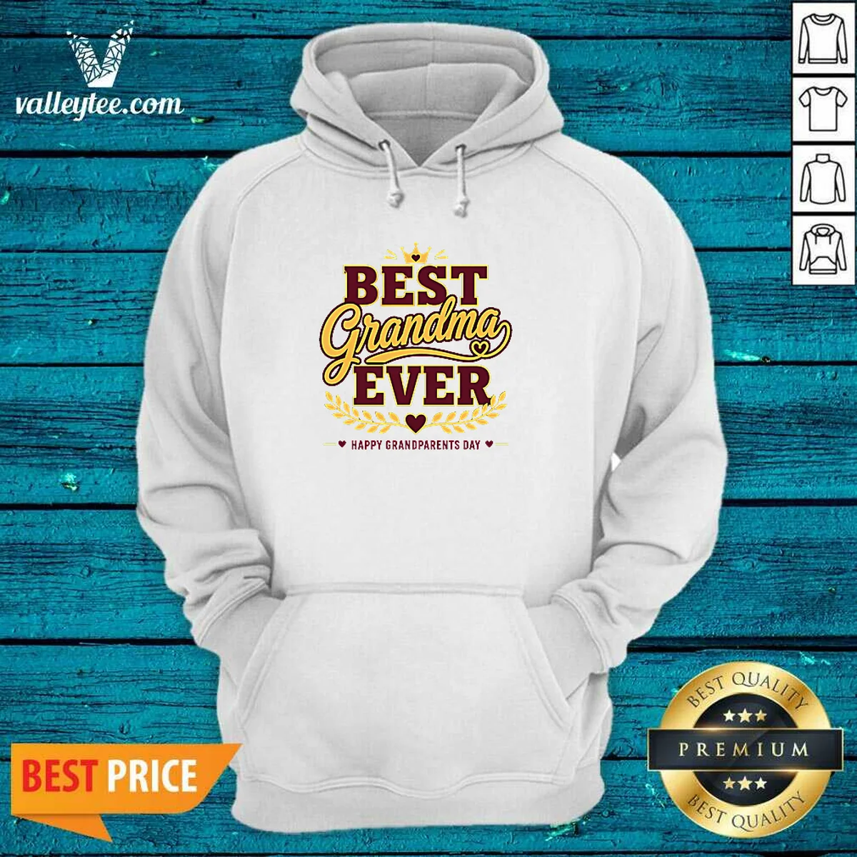 Funny Grandparents Day Best Grandma Ever Typography Shirt - Image 3